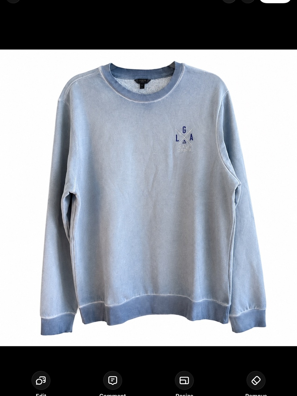 Guess Unisex Blue Distressed  Crewneck Sweater NWT size L